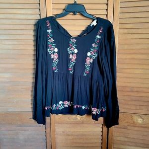 American Eagle Black Boho Top